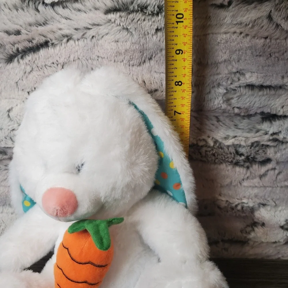 White Easter Bunny Plush Nibbles w/ Carrot‎ Polka Dot Ears American Greetings 8